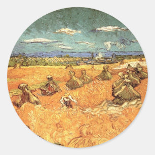 Sticker Rond Meules avec moissonneur de Vincent van Gogh