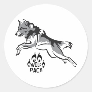STICKER ROND MEUTE DE LOUPS