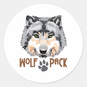 STICKER ROND MEUTE DE LOUPS