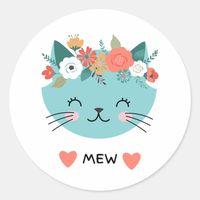 Sticker Rond Mew Cat (Devant)