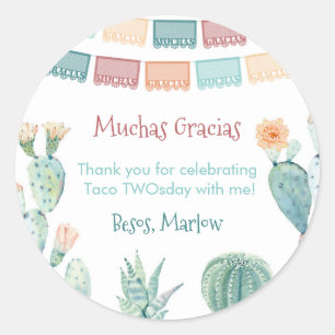 Sticker Rond Mexican Fiesta Taco TWOsday THREE-esta Merci
