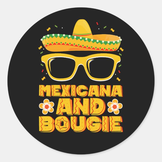 Sticker Rond Mexicana Et Bougie Mexicaine Filles Cinco De Mayo (Devant)