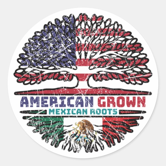 Sticker Rond Mexico Mexican US American États-Unis Tree (Devant)