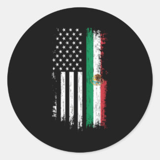Sticker Rond Mexique American Flag Pride Mexique Usa