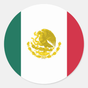 Sticker Rond Mexique avec armes d'or complètes, Mexique