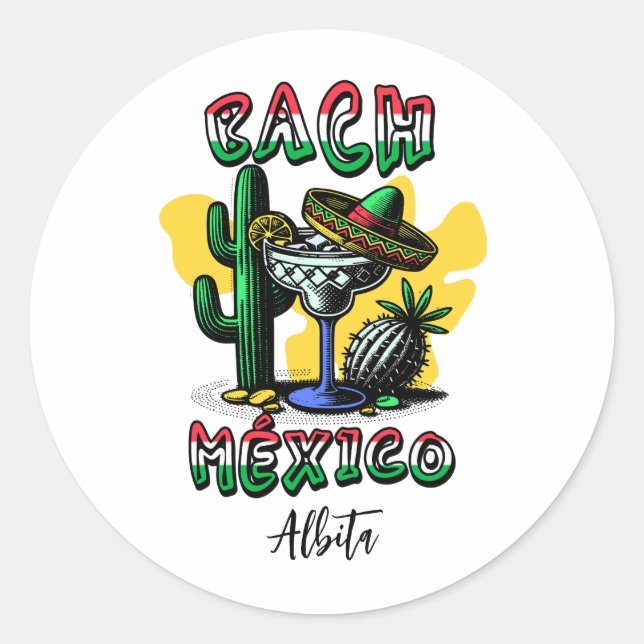 Sticker Rond mexique bachelorette filles week-end (Devant)