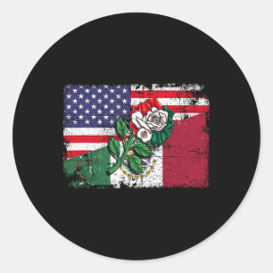 Sticker Rond Mexique Drapeau mexicain Drapeau américain Rose 1