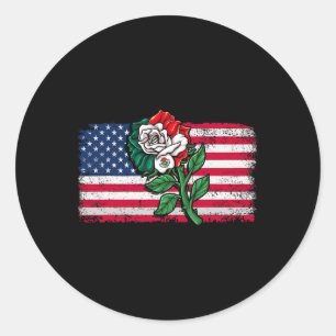 Sticker Rond Mexique Drapeau mexicain Drapeau américain Rose 2