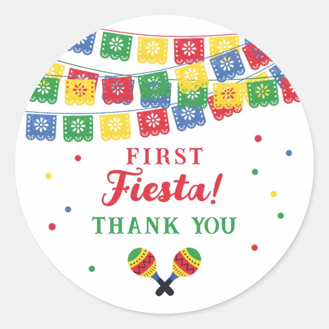 Sticker Rond Mexique Fiesta Thème Premier anniversaire Invitati (Devant)