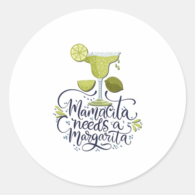 Sticker Rond Mexique - Mama a besoin de Margarita - lumière (Devant)