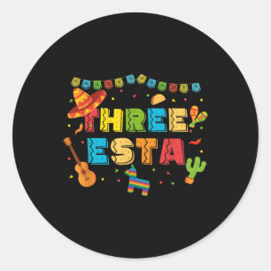 Sticker Rond Mexique Thème 3ème anniversaire 3 ans Enfants Troi