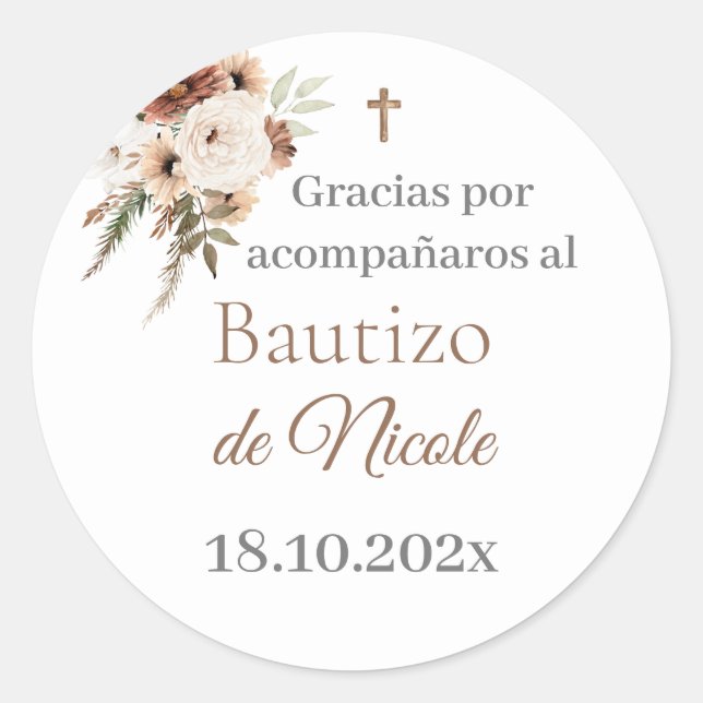 Sticker Rond Mi bautizo espagnol sticker, garçon baptism Españo (Devant)