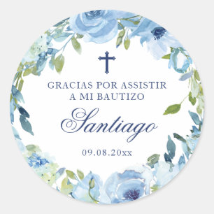 Sticker Rond Mi Bautizo Recuerdos Para Bautizo espagnol Baptême