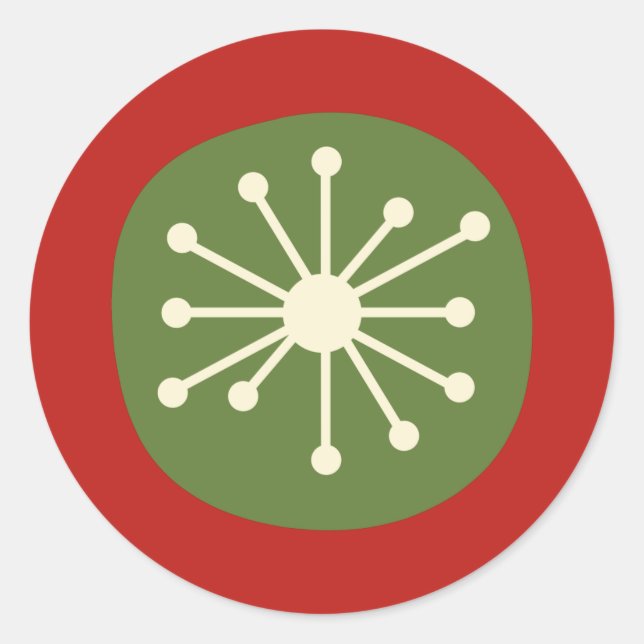 Sticker Rond Mi-siècle moderne atomique point mignon rétro Noël (Devant)