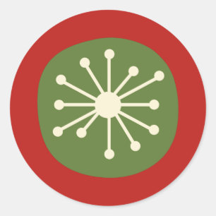 Sticker Rond Mi-siècle moderne atomique point mignon rétro Noël