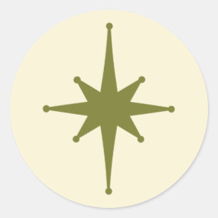 Sticker Rond Mi-siècle moderne étoile atomique minimaliste Vint