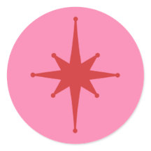 Mi-siècle moderne étoile rétro rouge et rose