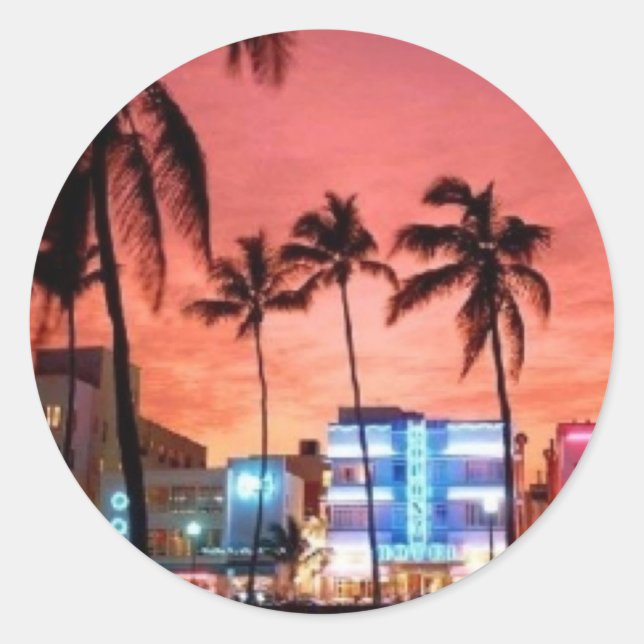 Sticker Rond Miami Beach, Floride (Devant)