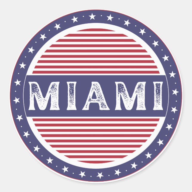 Sticker Rond Miami City Pride Emblem – American Identity (Devant)