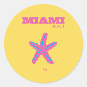 Sticker Rond Miami, Miami Beach, Travel Art