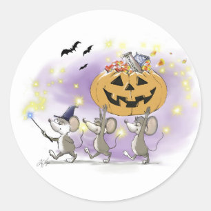 Sticker Rond MIC, Mac et Halloween heureux de Moe
