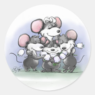 Sticker Rond MIC, Mac et illustration heureuse du jour de mère