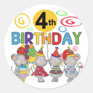 Sticker Rond Mice 4th Birthday T-shirts et cadeaux
