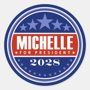 Sticker Rond Michelle Obama Présidente 2028
