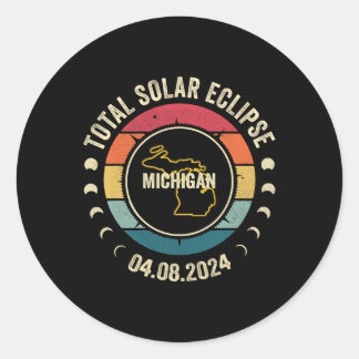 Sticker Rond Michigan Total Solaire Eclipse 2024 Totalit améric