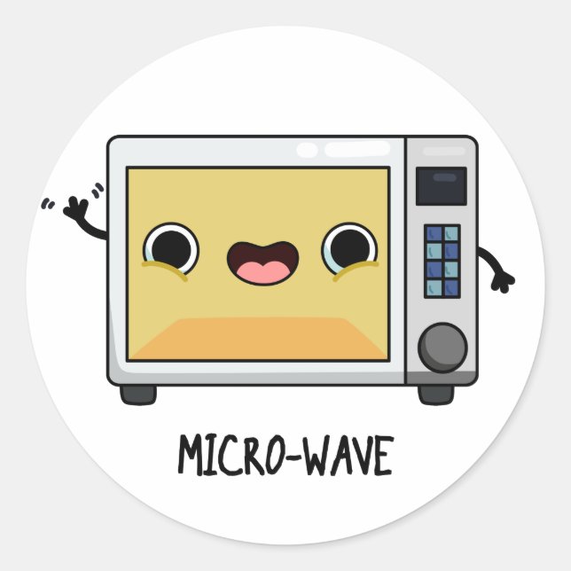 Sticker Rond Microwave Funny Pun (Devant)