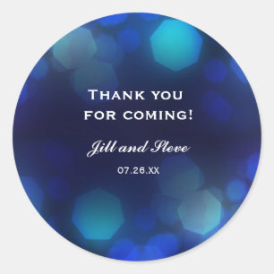Sticker Rond Midnight Blue Sky Bokeh illuminent Mariage Favor