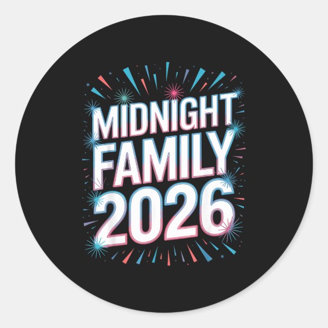 Sticker Rond Midnight Family 2026 Fireworks Countdown Unity Spa (Devant)