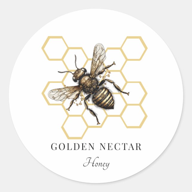 Sticker Rond Miel d'abeille d'or (Devant)