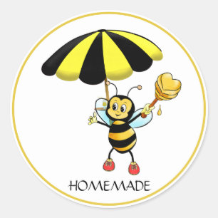 Sticker Rond Miel de bumble Bee fait maison mignon