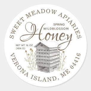 Sticker Rond Miel de printemps de la ruche vintage