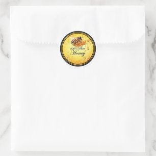 Sticker Rond 🍯 Miel Doré Pur – Abeille & Nid d'Abeille Premium