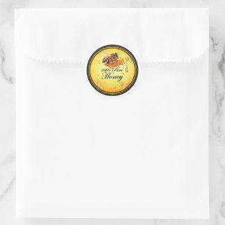 Sticker Rond 🍯 Miel Doré Pur – Abeille & Nid d'Abeille Premium