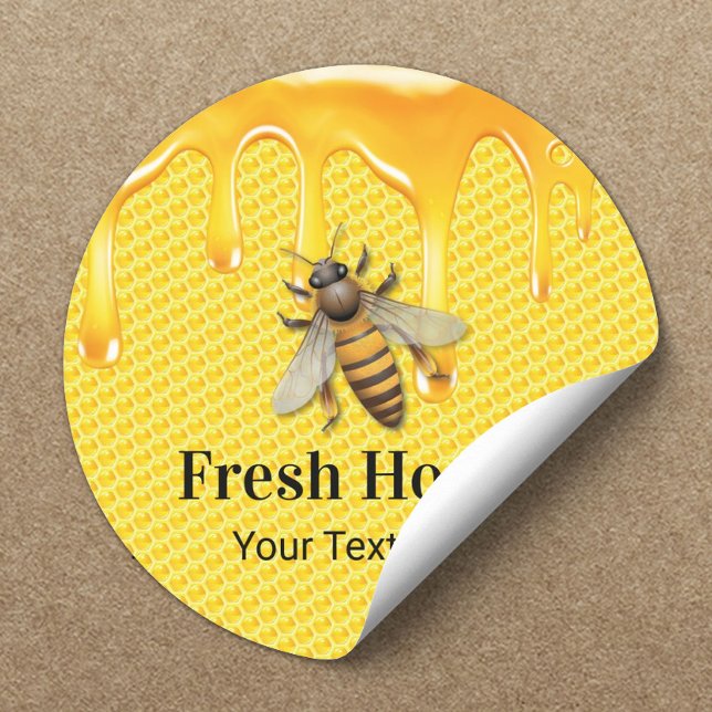 Sticker Rond Miel Jar Abeille fraîche et Miel Apiary Beekeeper (Créateur téléchargé)