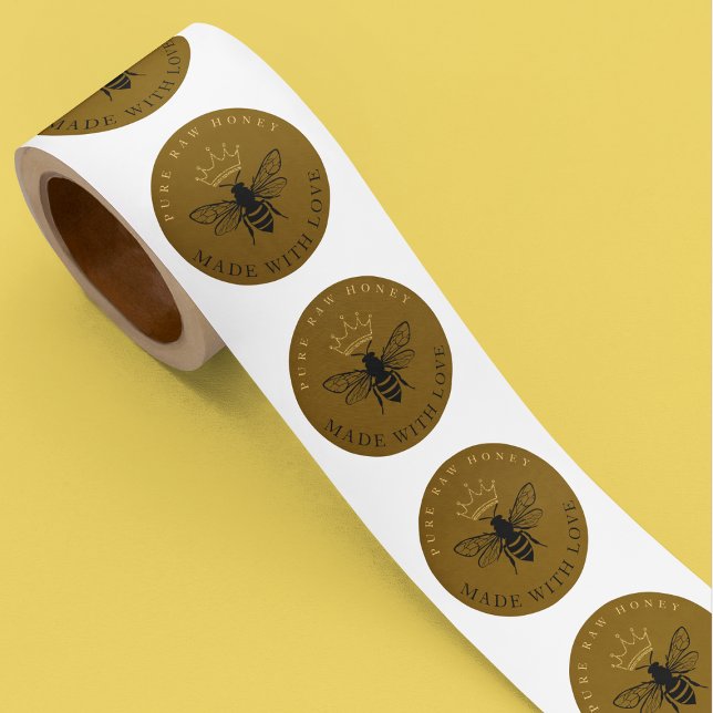 Sticker Rond Miel Jar apiculture Apiary Farm Gold (Créateur téléchargé)