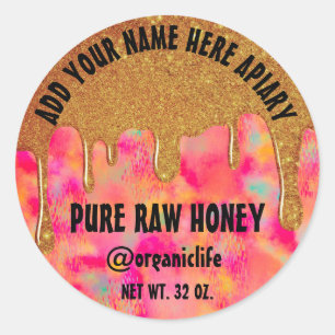 Sticker Rond Miel Jar Honeybee Honeycomb Gold Drivers