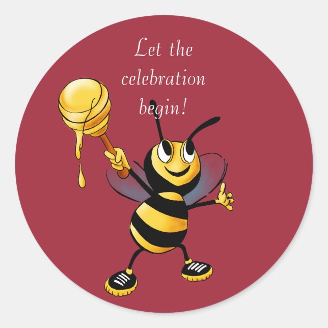 Sticker Rond Miel rouge Bee Rosh HaShana (Devant)