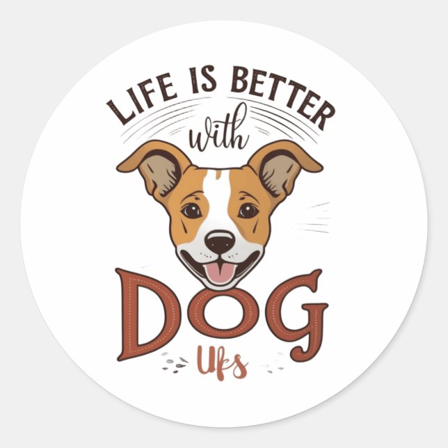 Sticker Rond Mieux avec les chiens (Devant)