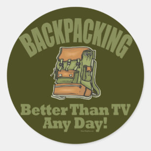 Sticker Rond Mieux que la télévision - Backpacking