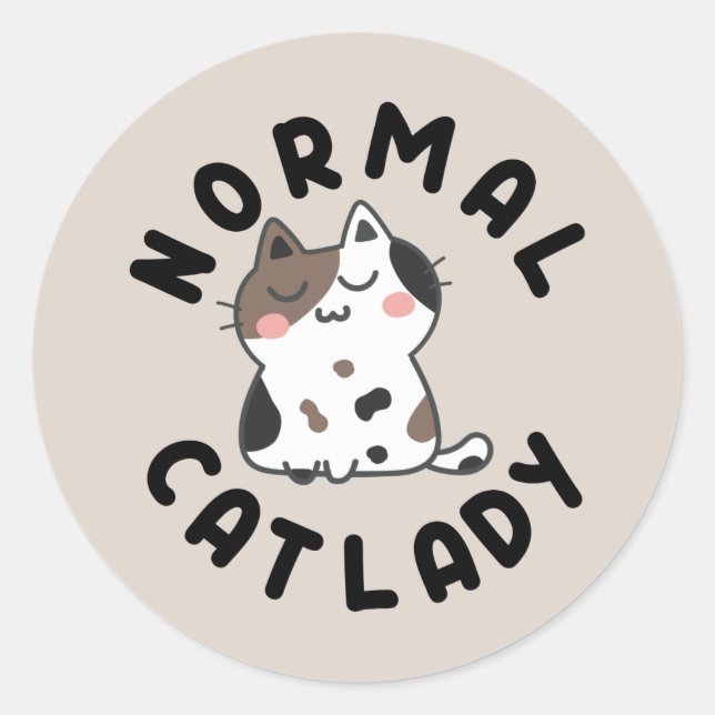 Sticker Rond mignon chat femme mot art (Devant)