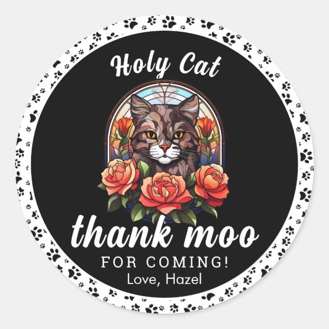 Sticker Rond mignon chat, je suis un ! | chat fille 1er anniver (Devant)