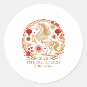 Sticker Rond Mignon Cheval Royal Zodiaque Dame Fortune Équestre