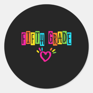Sticker Rond Mignon cinquième année cœur premier jour d'école f