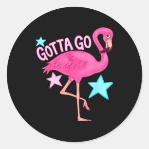 Sticker Rond Mignon Flamant Rose Drôle Féminin Été Plage