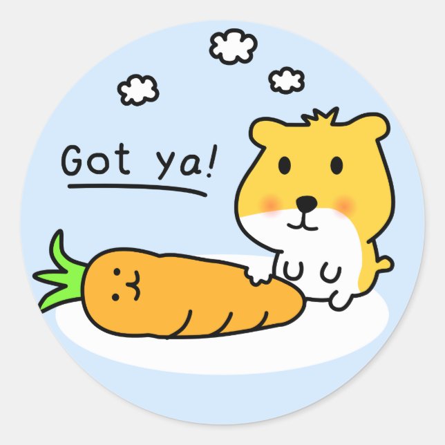 Sticker Rond mignon hamster a faim (Devant)