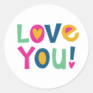 Sticker Rond Mignon Je T'Aime Enfants Saint-Valentin